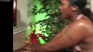 thick ebony babe rides big black cock in doggystyle then missionary cum facial