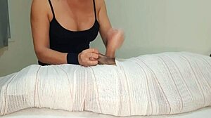 Mummified Slave Endures Two-Minute Cum Delay Handjob Interruption!