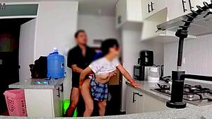 Mexican niece sneaks sultry cock sucking in steamy kitchen