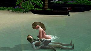 pregnant brunette double anal fucked by trans on beach