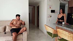 Stepson Fred Nunex hides fucking horny Colombian sister-in-law bitch cowgirl from girlfriend