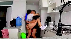 Mexican niece sneaks sultry cock sucking in steamy kitchen