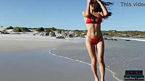 Gloria sol the gorgeous ukrainian brunette babe strips on beach