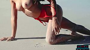 Gloria sol the gorgeous ukrainian brunette babe strips on beach