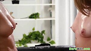 wanna see two sexy petite teens share seth gamble's huge cock in nuru massage?