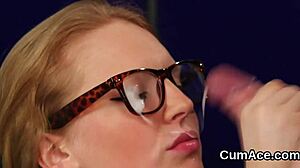 wanna see this hot babe suck jism for massive face cumshot?