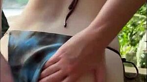 horny bikini teen oils tits sucks cock on public beach