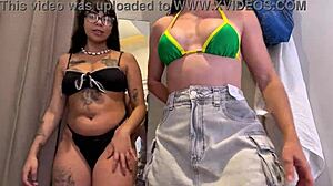 Store Fitting Room Turns Nerdy Brazilian Lesbians Into Pussy Lovers