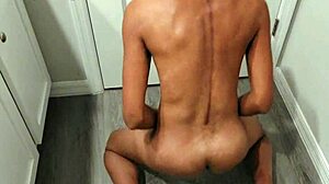 ebony trans babe eats her own cum from condom post-op