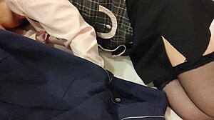 cutie ol assistant in pantyhose gets licked to orgasm then creampied doggystyle