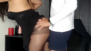 stepdad rips my pantyhose and fucks me hard right after office