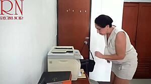 Silly secretary boobs and pussy scanned on office mfp