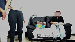 whoa, stepdad tests son's girlfriend right in front of him 😈🍑