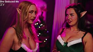 hot elves seduce with wet pussy licking and big tits kissing orgy