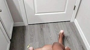ebony trans babe eats her own cum from condom post-op