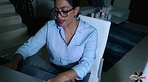Maxine X explores both tight spots with her favorite dildo toy
