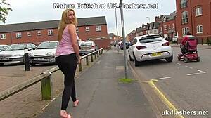 chubby british milf flashes big ass outdoors in public exhibition