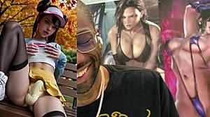 Petite trans babe's long cock cums hard bbc fucks bulging breasts!