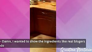 gf's kitchen food blog turns into bent over doggystyle pounding on desk with big cock moaning