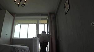 watch this busty milf strip and rip clothes off big ass hairy pussy close-up!