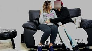 whoa, stepdad tests son's girlfriend right in front of him 😈🍑