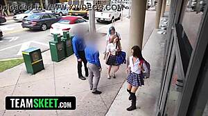 costume shoplifters caught? watch these ebony teens submit to big black cock!