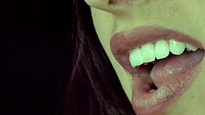 Karly takes huge facial after cute femdom sucking and domination kiss in HD!