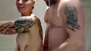 Molly McSquirt's Wild Piss Shower Foreplay In Tight Wet Bathroom