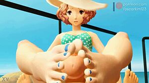 Okumura Beach Babe Delivers Steamy Footjob Fetish
