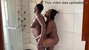 African Lesbians Ravish Each Other in Steamy Shower Backstage