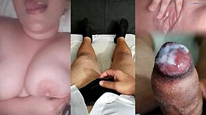 i couldn't resist her perfect tits teasing till i exploded on sheer red