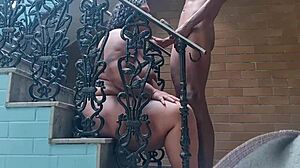 i'm fuckin this fat ebony neighbor bareback on the stairs