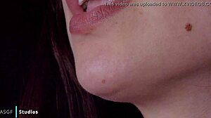 Karly takes huge facial after cute femdom sucking and domination kiss in HD!