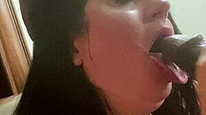 Samantha's Sloppy Deepthroat Sucks Black Cum Dry!