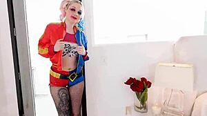 arielle aquinas harley quinn blows huge cock fleshlight swallow