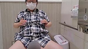 Store Toilet Thrill: Married Japanese Milf's Big Tits Masturbation Session