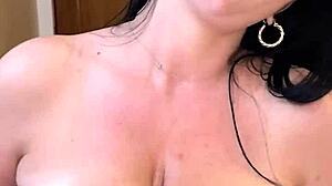 Klara Devine squeezes huge natural tits around throbbing cock