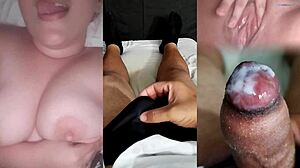 i couldn't resist her perfect tits teasing till i exploded on sheer red