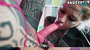 Goth German Lesbians Whip Strapon Fuck to Squirting BDSM Orgasms