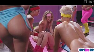 Petite blonde milf dominated by fit babes in facesit and pussy licking frenzy?