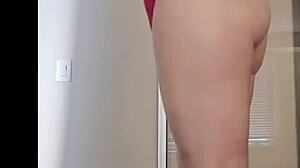 Pussless Panties Tease with Stockings Thong and Fishnet Flashing