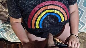 Sucking bf's cock for anniversary 😘 homemade fun 💦