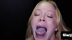 imagine busty mandy spears gulping sloppy stranger cum at gloryhole