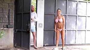 monika fox chokes on stranger's cock for sloppy street blowjob