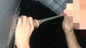 wet gloryhole handjob milks hot jizz straight source
