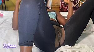 Think this skinny ebony babe in lingerie can handle my monster cock?