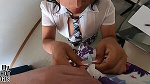 Help me with homework and this curvy latina babysitter will ride you missionary cowgirl style