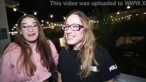 What happens backstage in white girl cops parody with kendra heart?