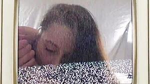 channy crossfire's pussy stretched wide by lesbian toy fucking closeup