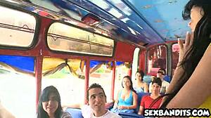 young colombian latina bitch bent over fucked hard by huge cock on crowded bus